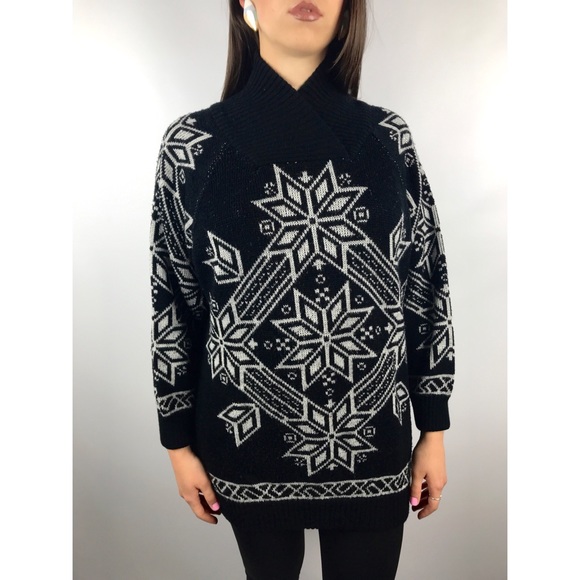 Vintage Sweaters - Vintage wool blend metallic geometric sweater